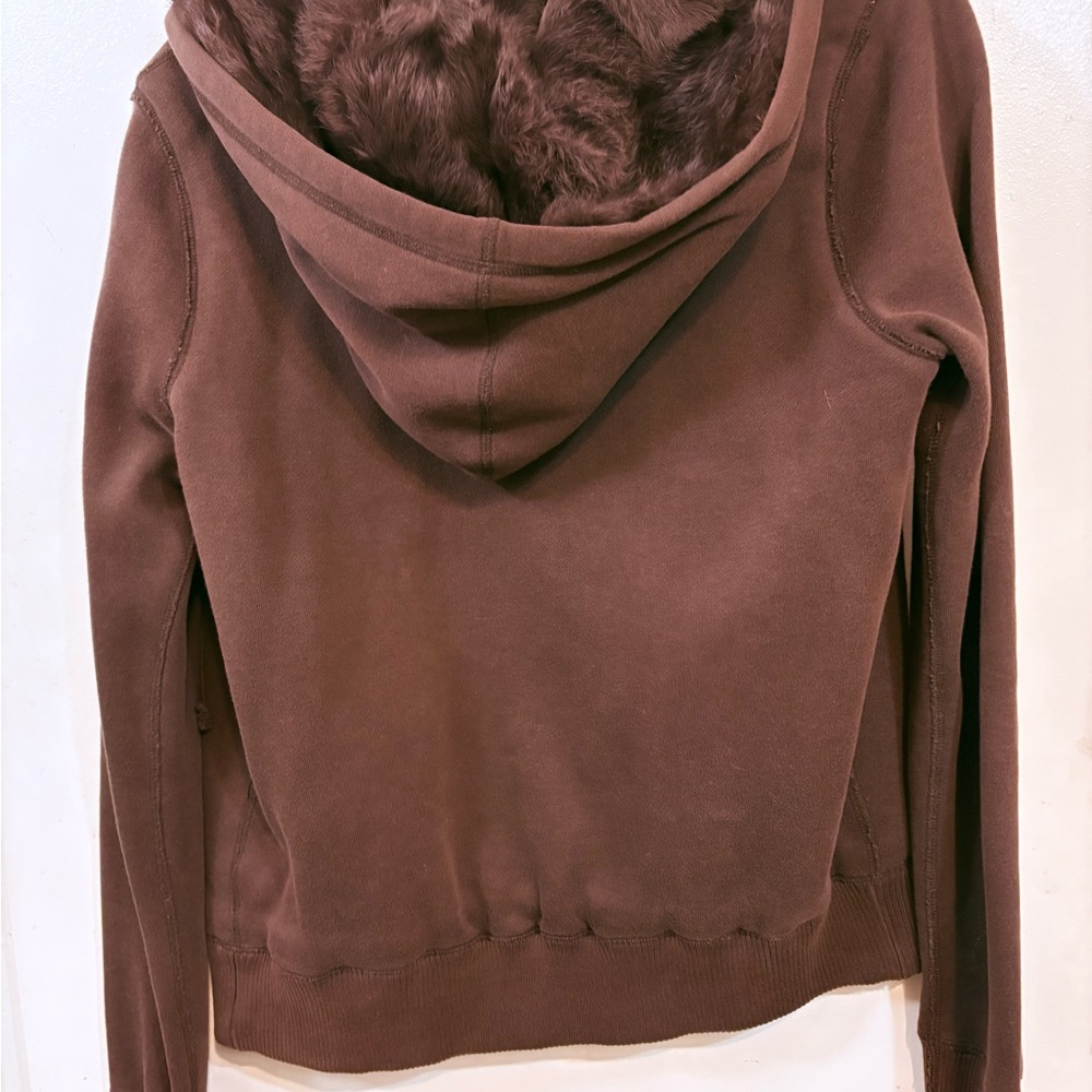 Vintage Juicy Couture Brown Fur Lined Zip Hoodie Jacket - Picture 2 of 3